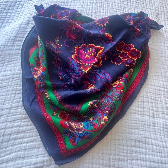 Vintage LIZ CLAIBORNE floral scarf‎ grandma bright colorful - Picture 1 of 7